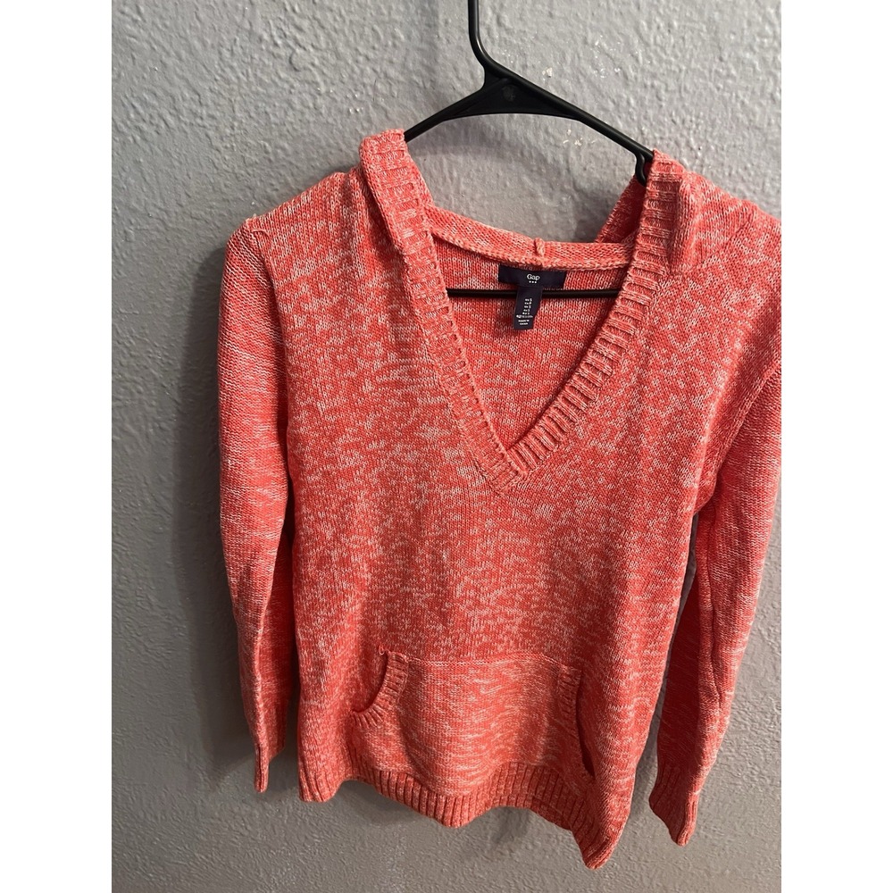 Gap Hoodie Sweater Womens Size Small  V‎ Neck Pullover Long Sleeve Reddish